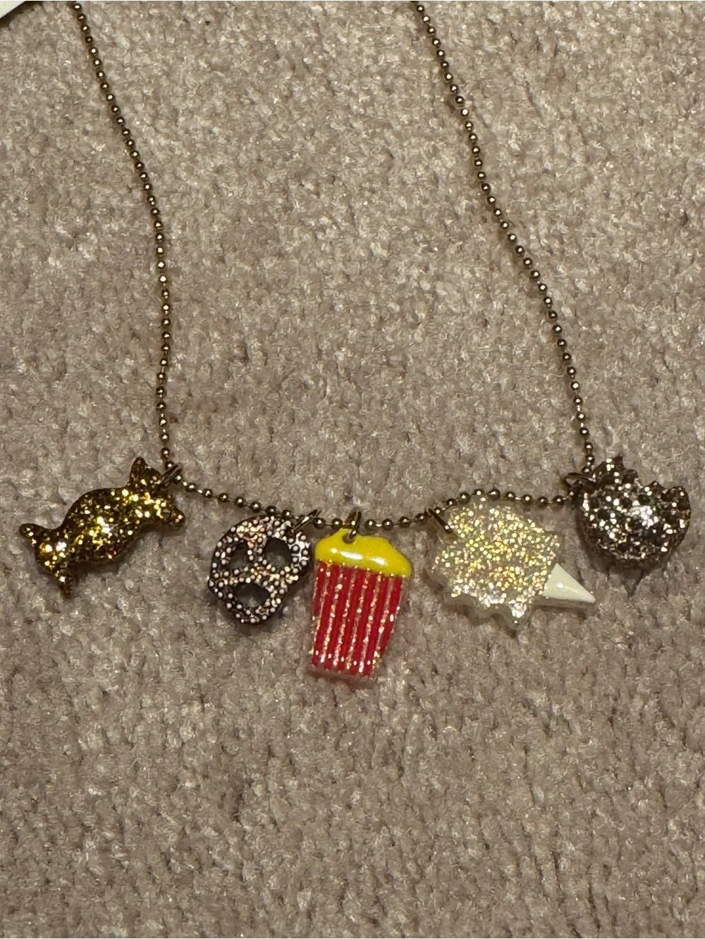 Crewcuts Girls' Movie Snacks Charm Necklace -NWT